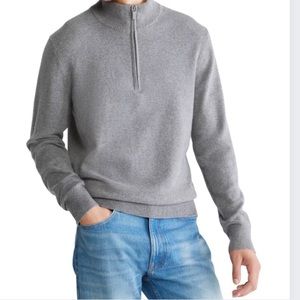 Calvin Klein Ribbed-Trim Quarter-Zip Pullover Sweater